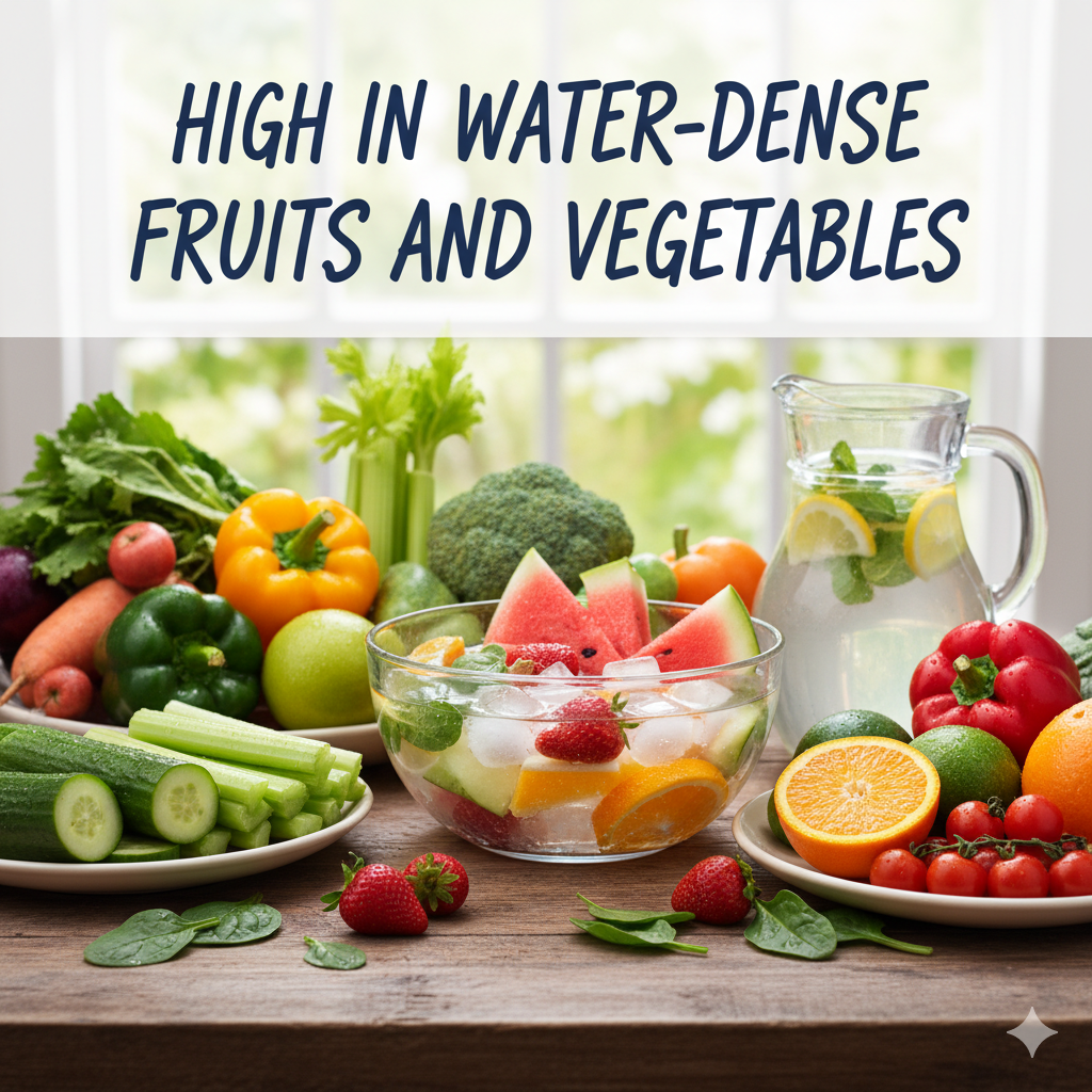 High in Water-Dense Fruits and Vegetables
