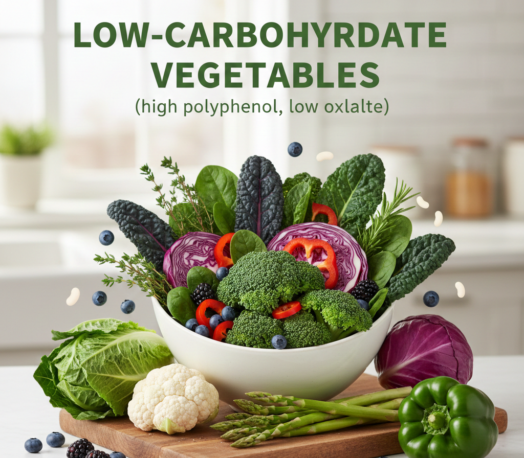 Low-Carbohydrate Vegetables (high polyphenol, low oxalate)